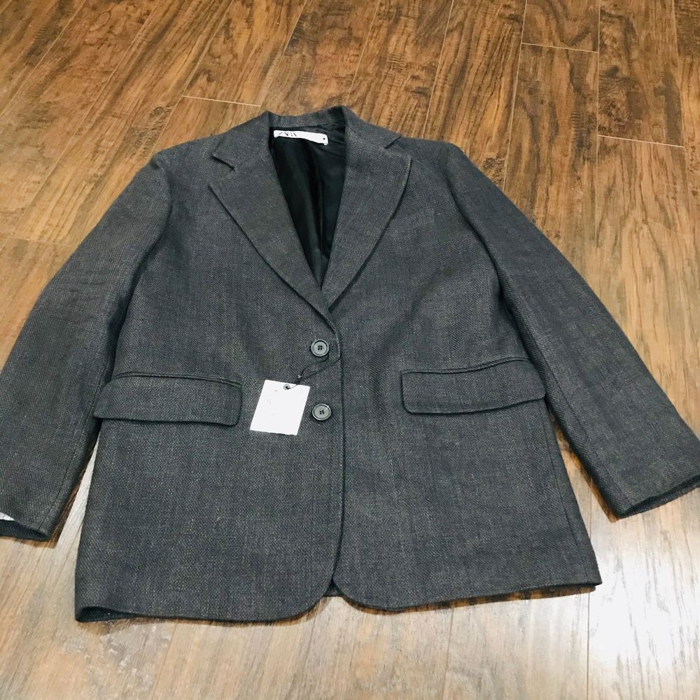 NWT Zara dark grey 2 button blazer long line